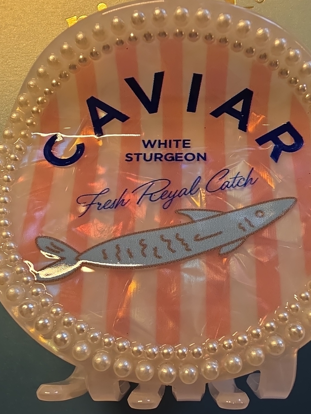 Caviar Pearl Frame Hair Clip NWOT